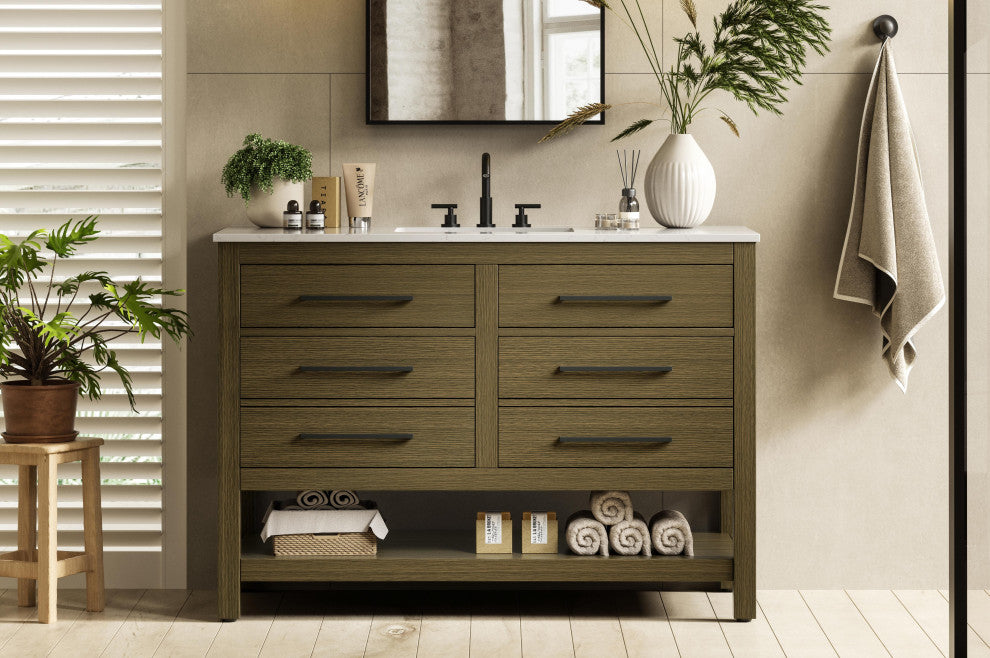 Home Living 48" Single Bathroom Vanity, Chestnut Brown