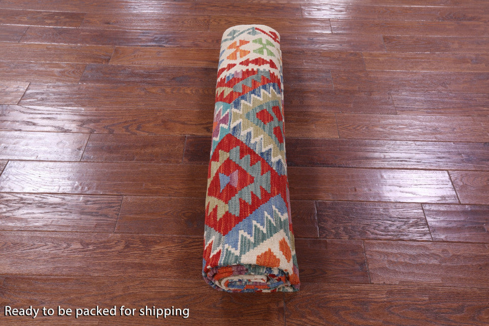 6' 7" X 9' 9" Reversible Flat Weave Kilim Wool On Wool Rug - Q12549