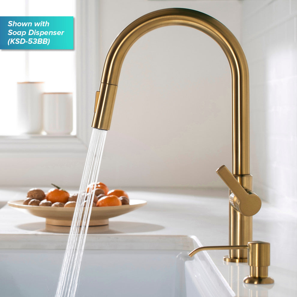 Oletto Pull-Down 1-Hole Kitchen Faucet, Brushed Brass, Model Kpf-2820bb