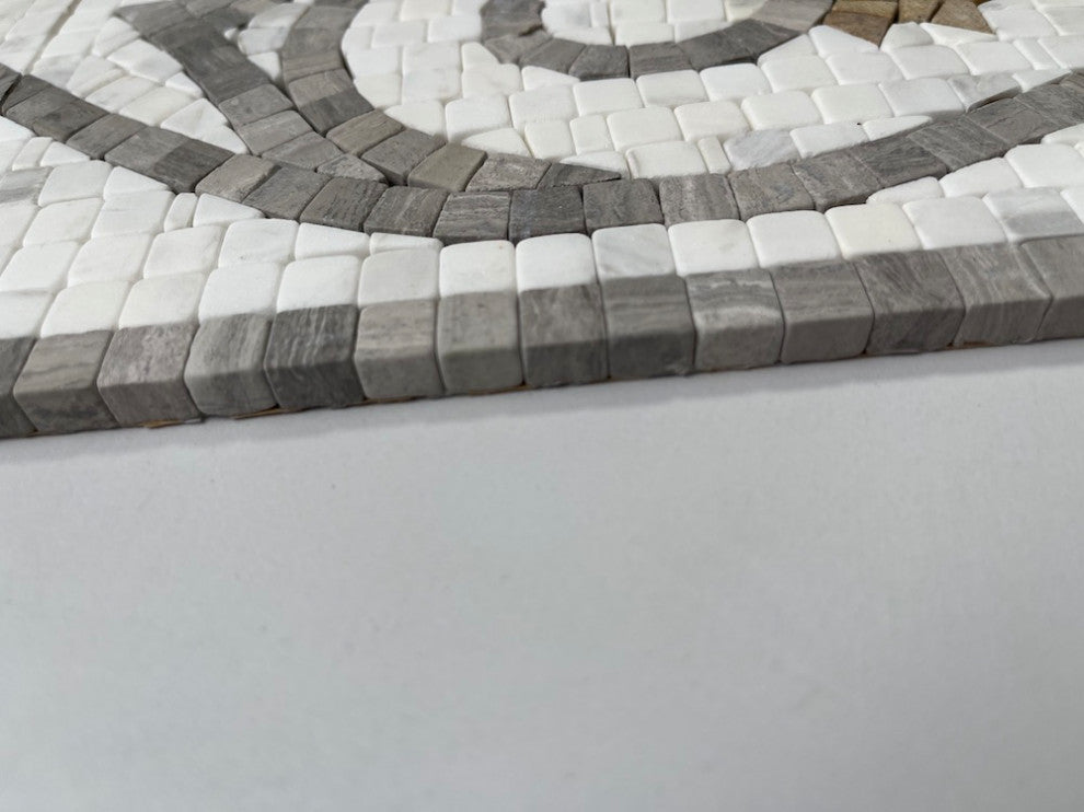 Marble Mosaic Border Listello Accent Tile Floral White Wooden 5.9x18.5, 1 piece