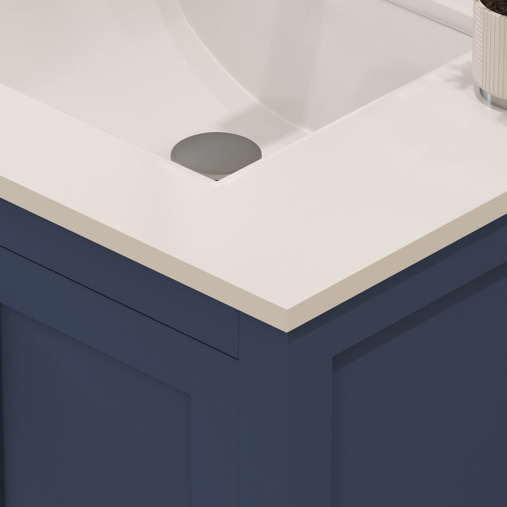 Rooh Bathroom Vanity, Navy Blue, 30", Vanity, Countertop, Sink