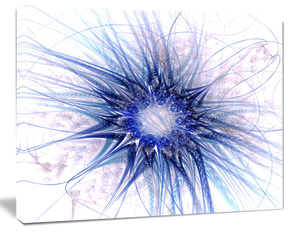 Blue Light Fractal Flower Texture, Abstract Canvas Art Print, 20x12