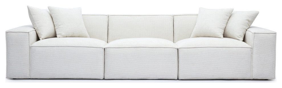 Mindy Chenille Basketweave Modular Sofa, Cream