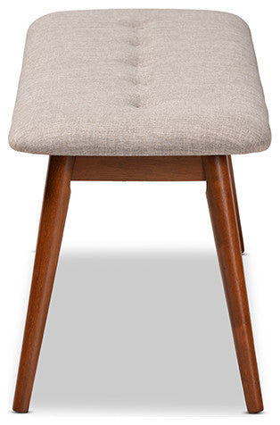 Flora II Mid-Century Modern Light Gray Medium Oaked Wood Dining Bench