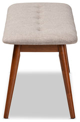 Flora II Mid-Century Modern Light Gray Medium Oaked Wood Dining Bench