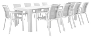 Pacific 11-Piece Dining Set, Table and Arm Chairs, White Frame/White Sling