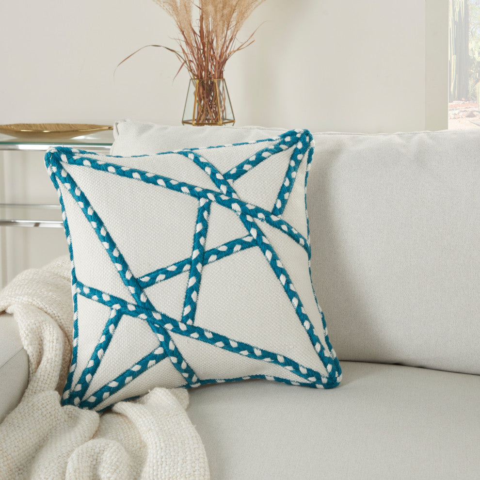 Mina Victory VJ006 Throw Pillow, Turquoise, 18" x 18"