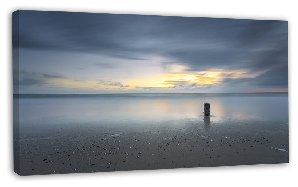 Stormy and Dark Sea Sunset, Seascape Canvas Art Print, 32"x16"