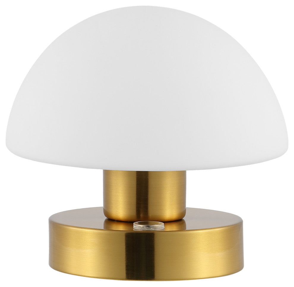 Zoe 5.75" Bohemian Farmhouse Iron Rechargeable Integrated LED Table Lamp, Gold
