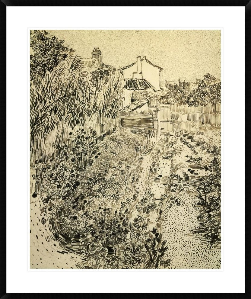"The Flower Garden" Framed Digital Print by Vincent Van Gogh, 32x38"