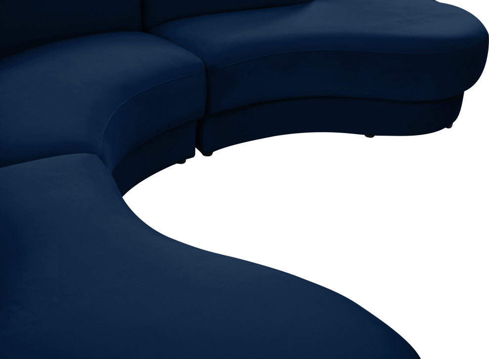 Rosa Velvet Upholstered 3-Piece Sectional, Navy