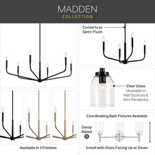 Madden 15" 1 Light Mini Pendant, Clear Glass, Brushed Nickel
