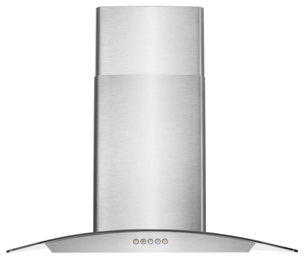 Cosmo Ducted Wall Mount Range Hood, Stainless Steel With Push Buttons, LED