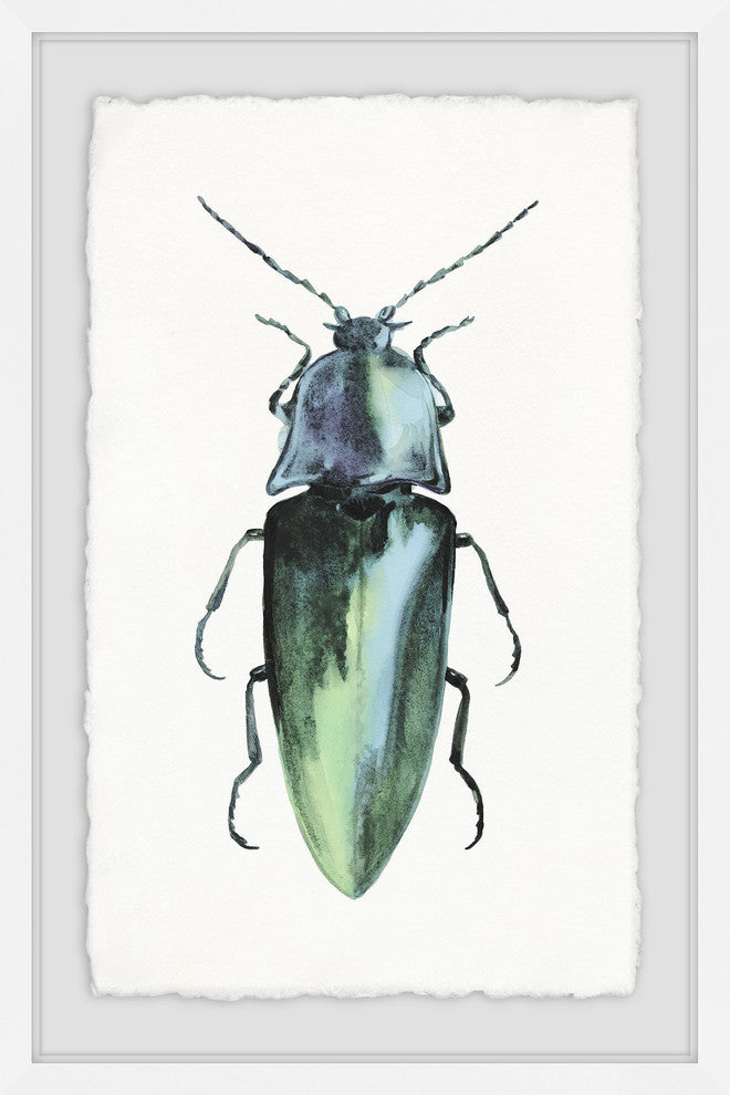 "Pointy Green Bug" Framed Painting Print, 24"x36"