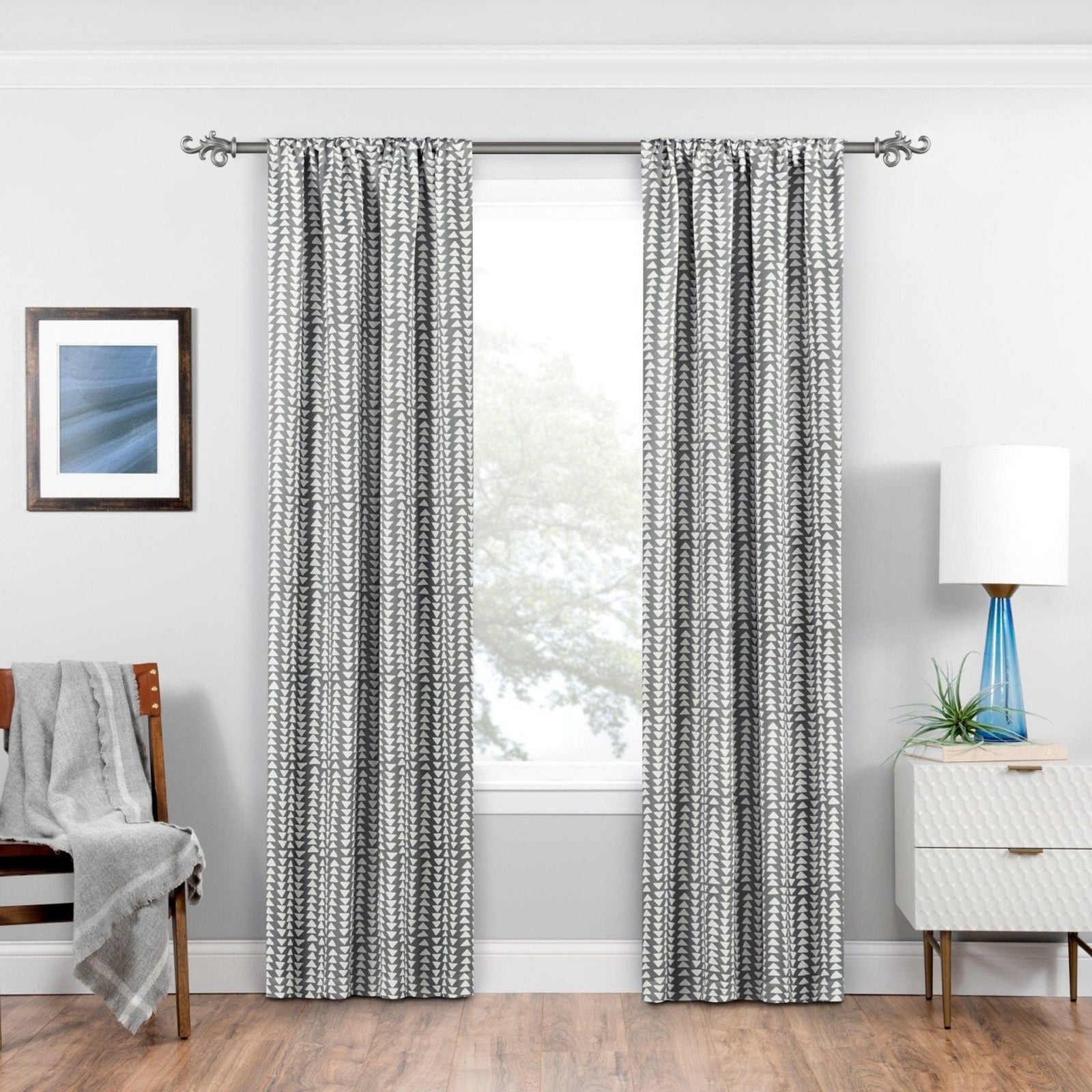 1" Coda Adjustable Curtain Rod, 28"-48", Pewter