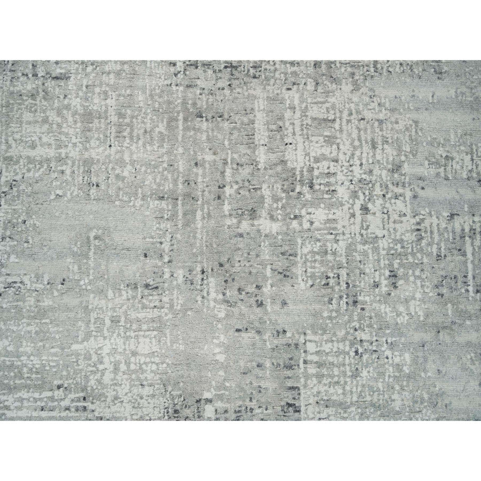 Light Gray Modern Design Natural Wool Hand Knotted Square Oriental Rug 6'2"x6'2"