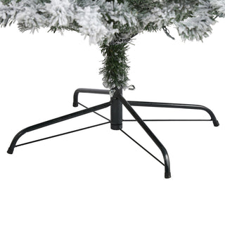8' Flocked Rock Springs Spruce Faux Xmas Tree W/Lights & Bendable Branches