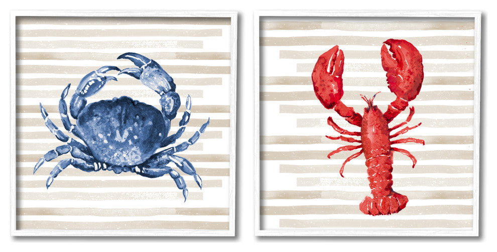Nautical Blue Crab and Red Lobster,17 x 17