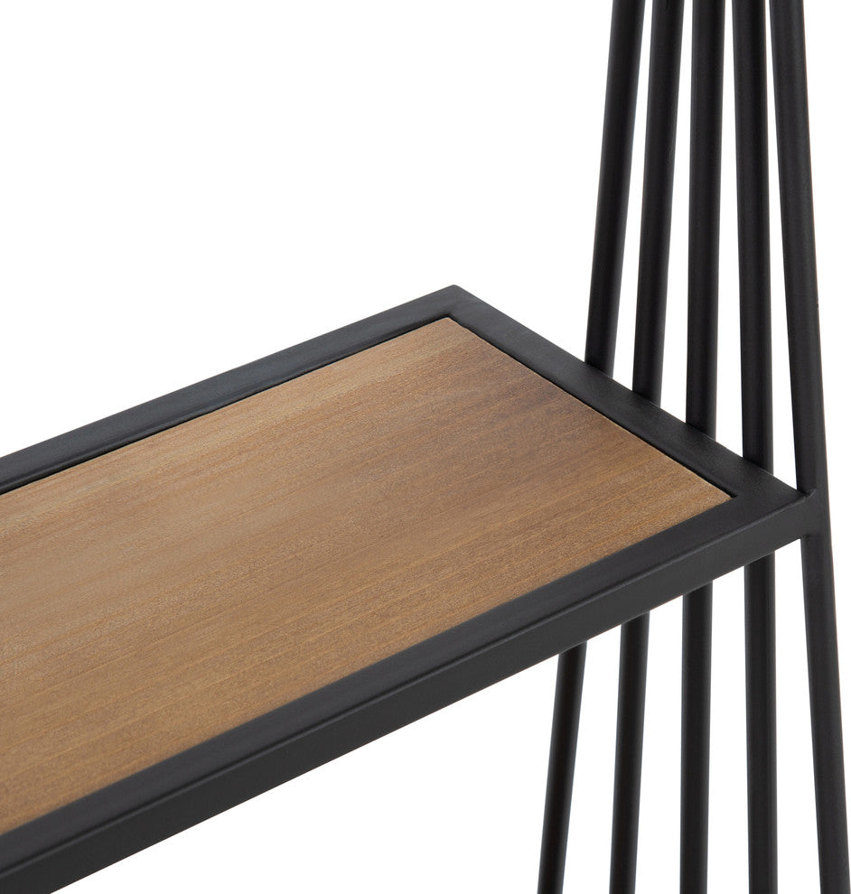 Nevin Wall-Mounted Hanging Shelf, Rustic Brown/Black 23x30