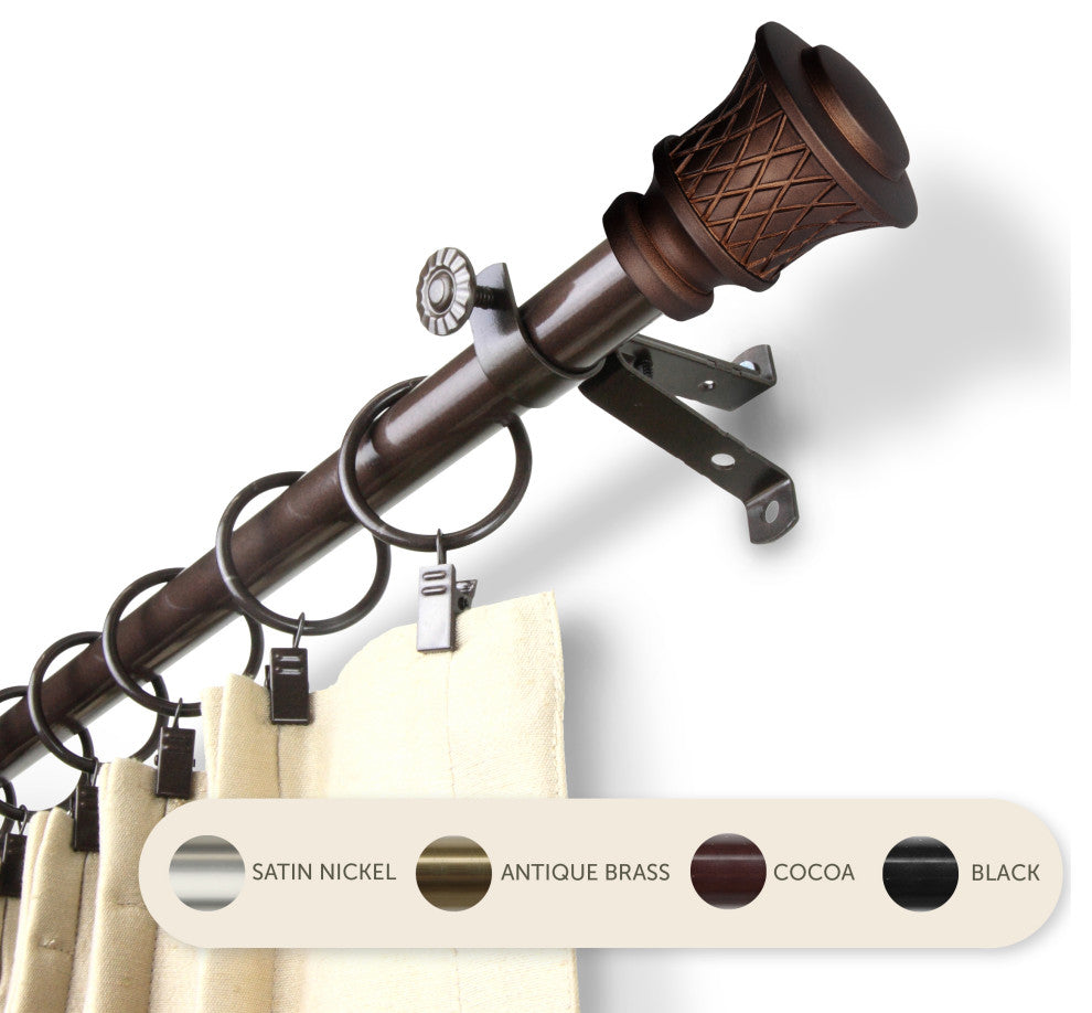 Verena 13/16" Curtain Rod, Cocoa, 48-84"