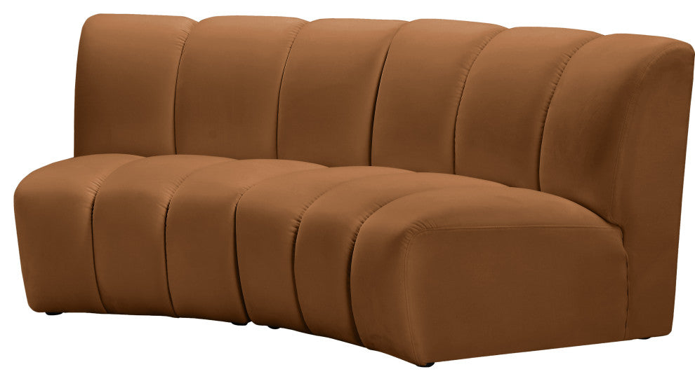 Infinity Channel Tufted Velvet Modular Chair, Saddle, 2 Piece