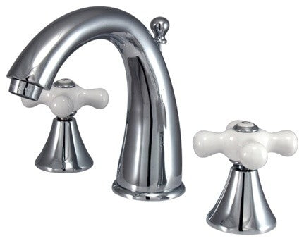 Kingston Brass Widespread Bathroom Faucet With Brass Pop-Up, Polished Chrome