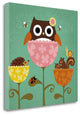 "Owl Squirrel And Hedgehog In Flowers" By Nancy Lee, Gallery Wrap Canvas