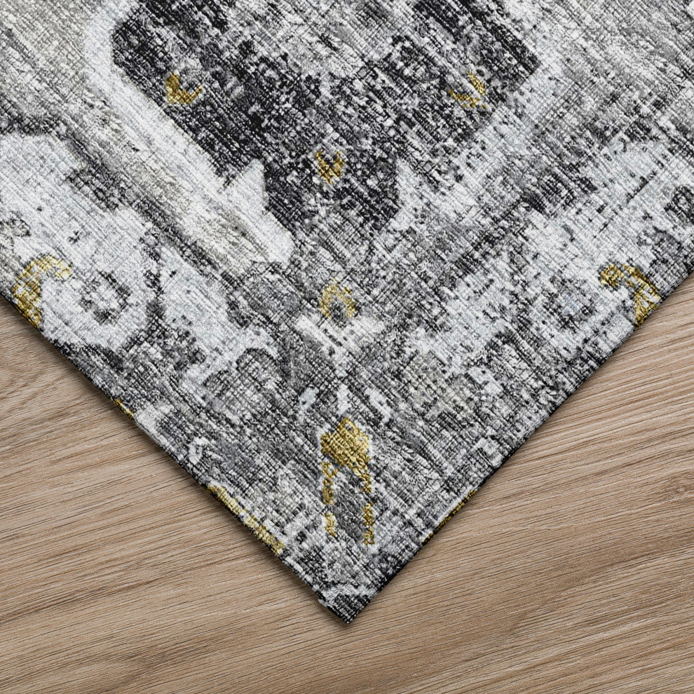 Indoor/Outdoor Marbella MB3 Midnight Machine Washable 2'3" x 12' Runner Rug