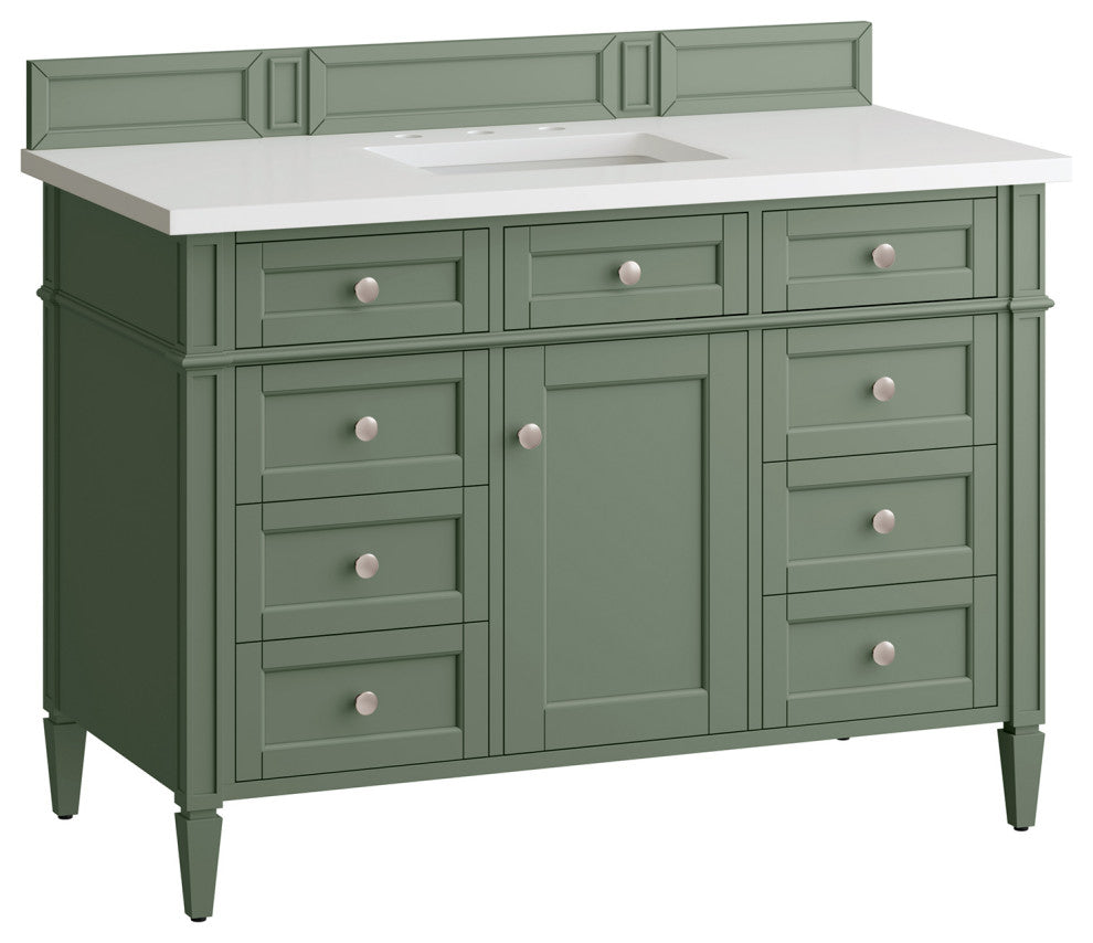 Brittany 60" Double Vanity, Smokey Celadon,  White Zeus Quartz Top