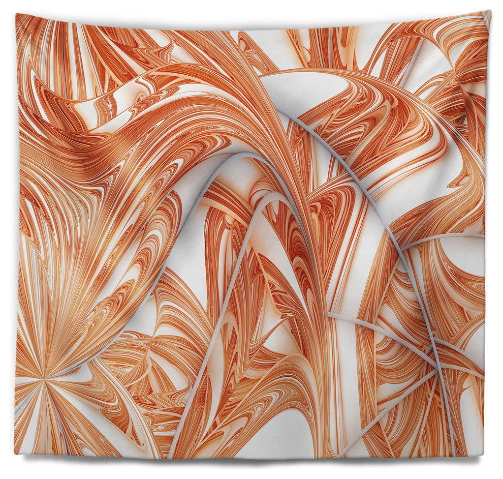 Brown Winter Fractal Pattern Abstract Wall Tapestry, 92"x78"