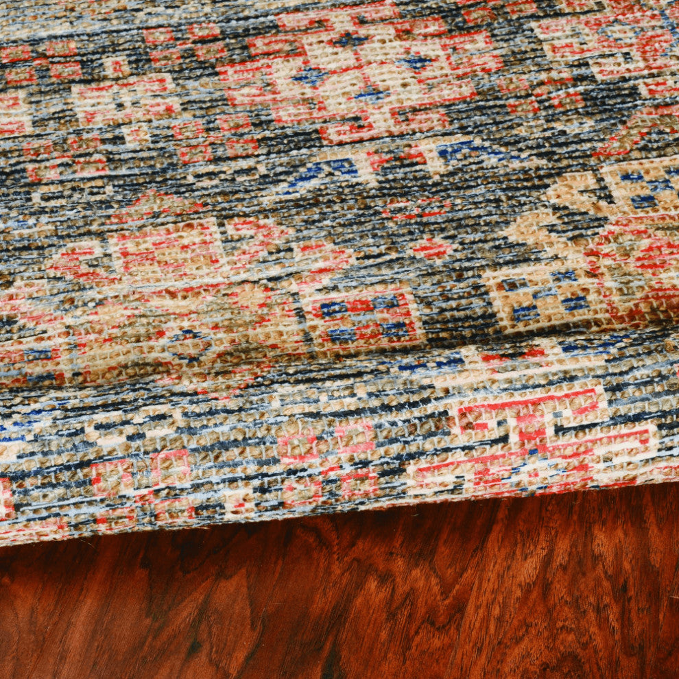 3' X 5' Charcoal Medallion Hand Woven Distressed Area Rug
