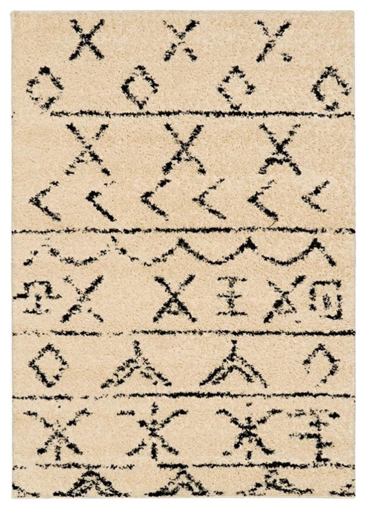Linon Moroccan Atlas Power Loomed Polypropylene 5'x7' Rug in Ivory