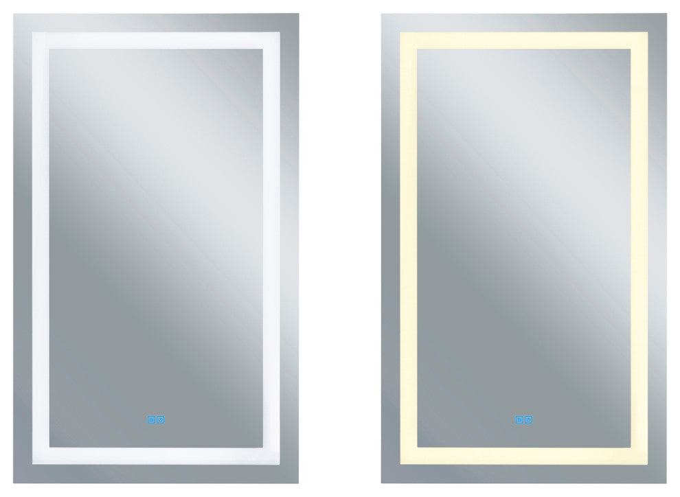 Abril Rectangle Matte White LED 30 in. Mirror From our Abril Collection