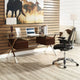 Modern Contemporary Office Desk, Walnut Glass