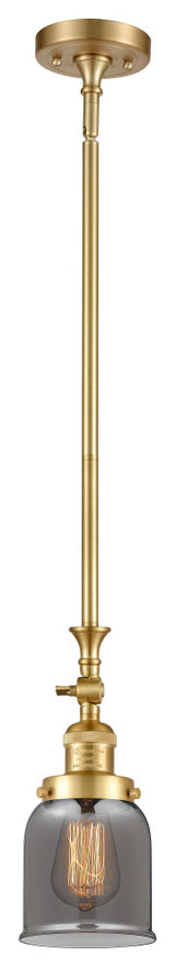 Small Bell 1 Light Mini Pendant, Satin Gold, Plated Smoke