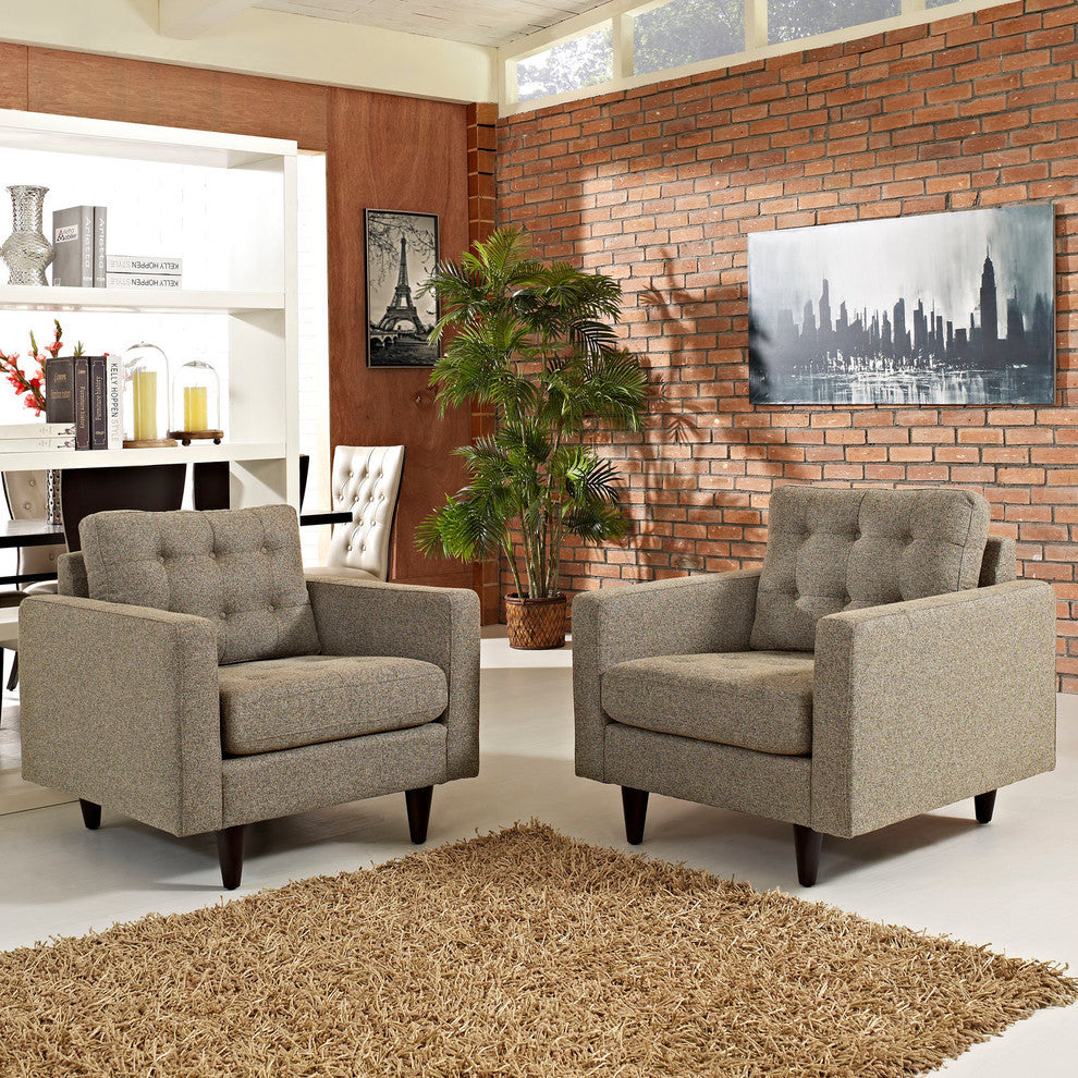 Modern Contemporary Living Room Armchair, Oatmeal, Set of 2