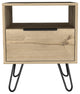 Vienna Contemporary Bedroom Nightstand with Cabinet and Hairpin Legs, Light Oak