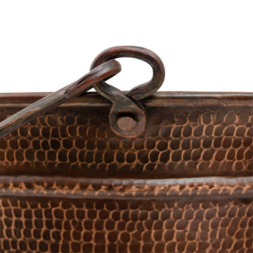 16" Round Bucket Vessel Hammered Copper Sink With Handles