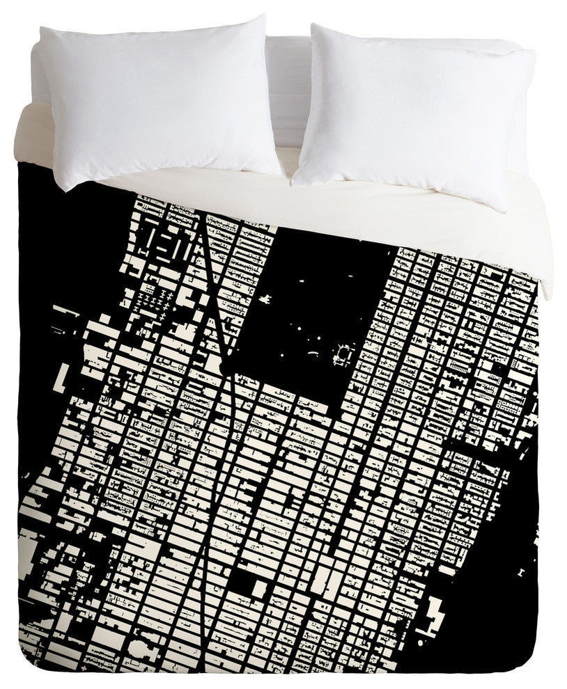 Deny Designs CityFabric Inc NYC Midtown Black Duvet Cover - Lightweight