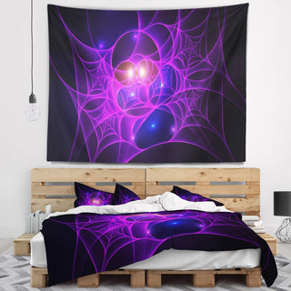 Bright Purple Fractal Cobweb Abstract Wall Tapestry, 39"x32"