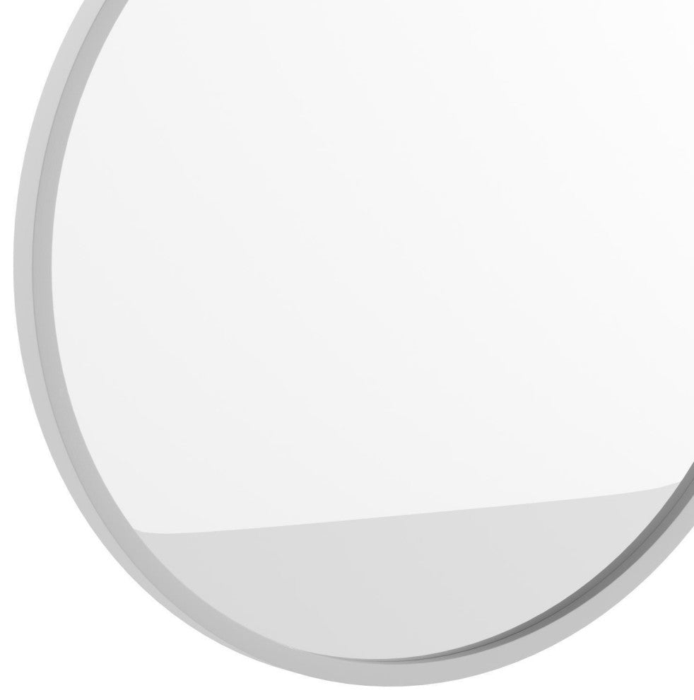 Julianne Round Metal Framed Wall Mirror, Silver, 20"