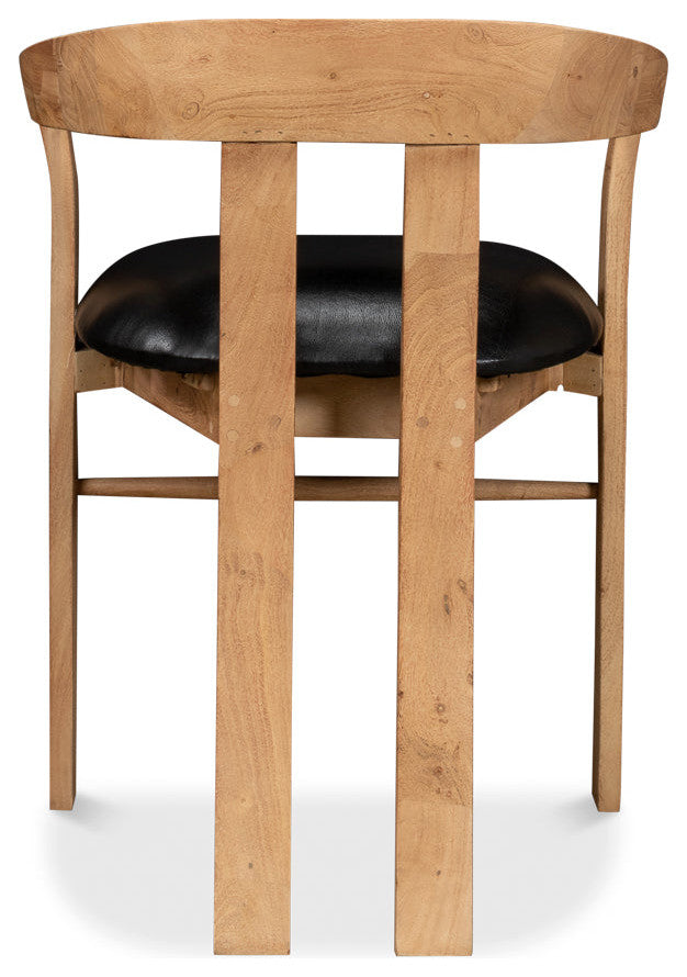 Rift Dining Chairs Set of 2 Black Leather Seat Curved Back