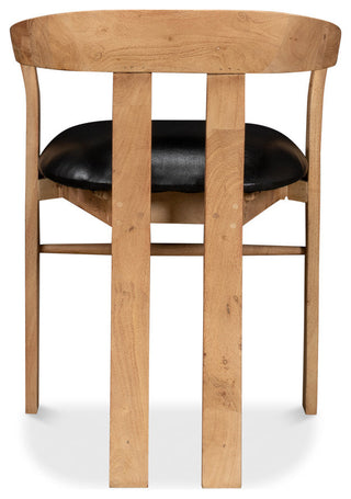 Rift Dining Chairs Set of 2 Black Leather Seat Curved Back