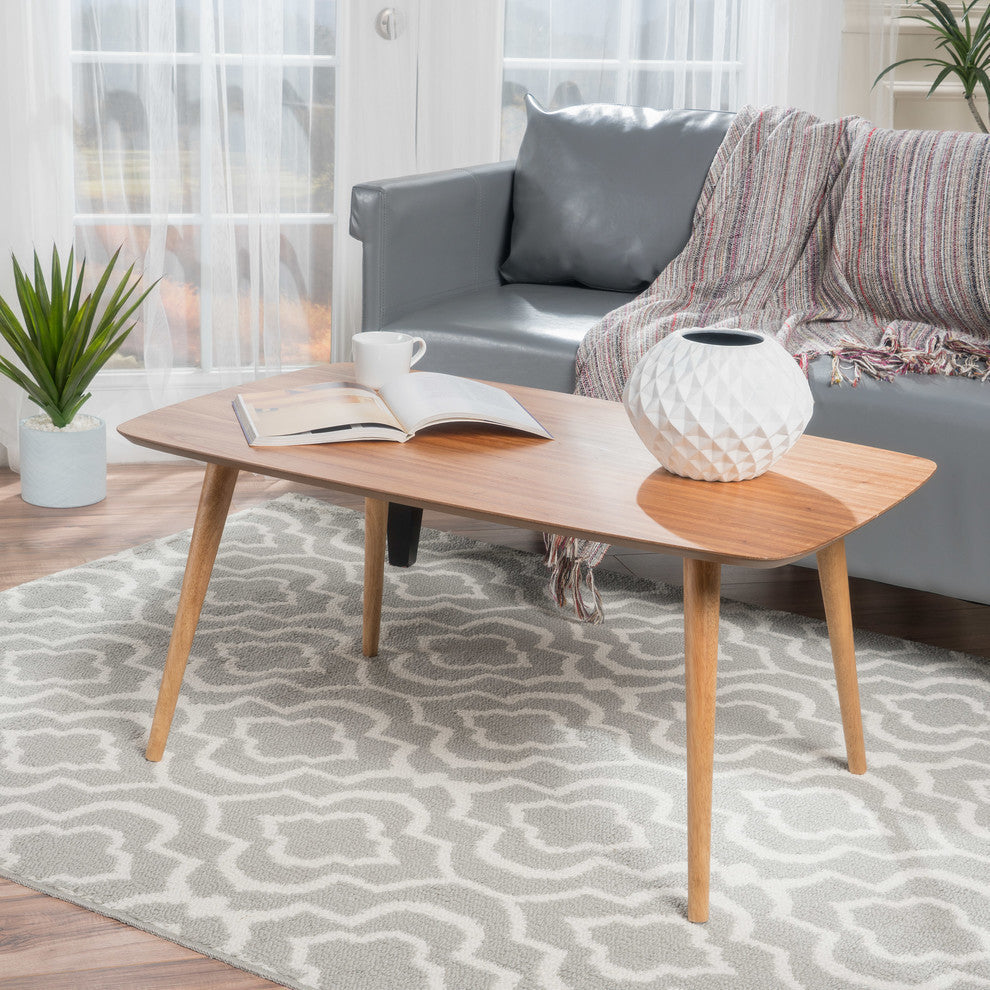 GDF Studio Cilo Mid Century Design Wood Finished Coffee Table, Natural