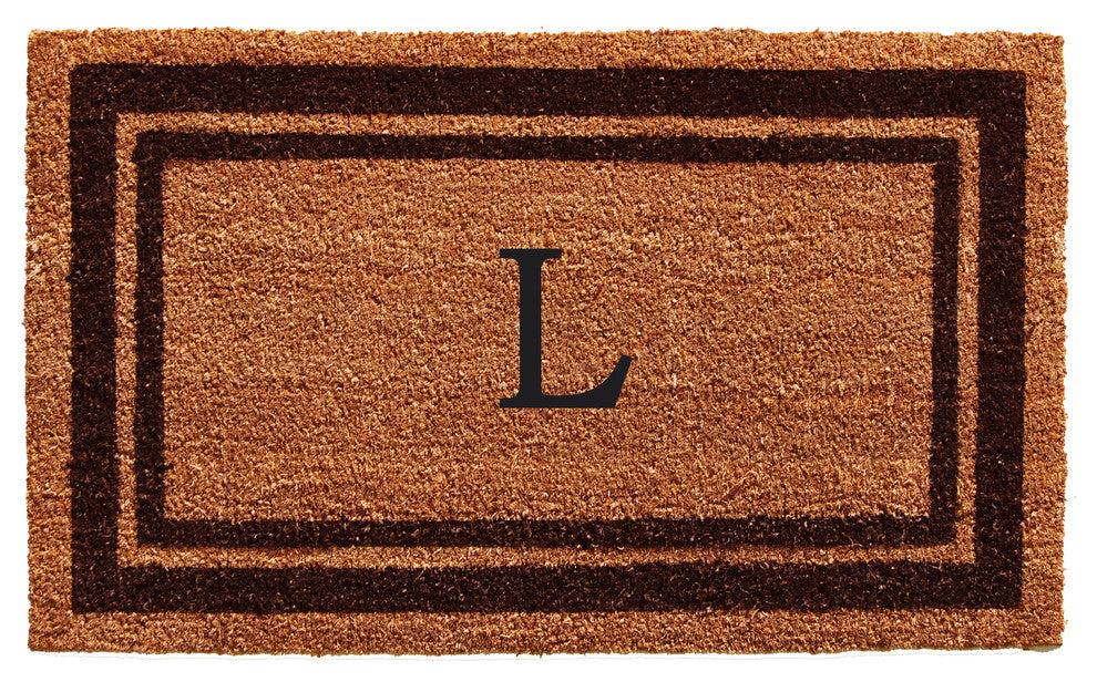 Brown Border 18"x30" Monogram Doormat, Letter L