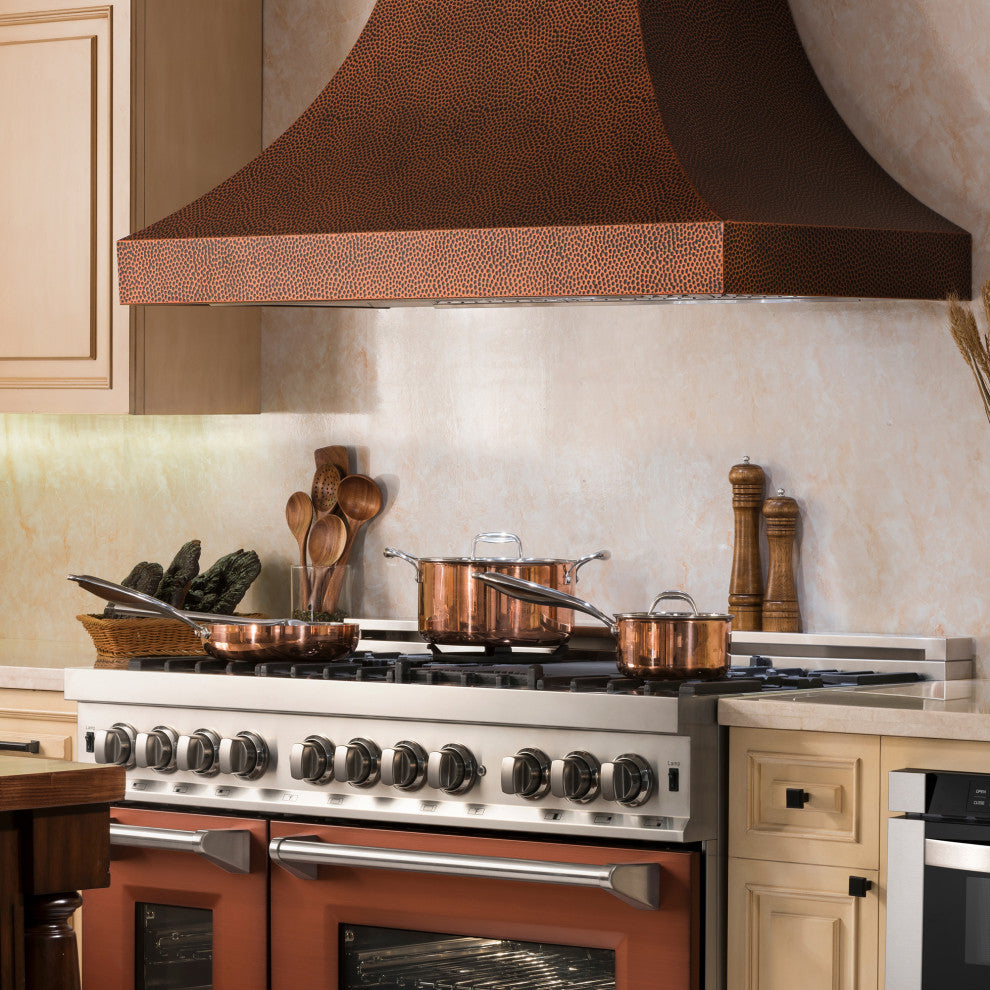ZLINE 36" Designer Series Hand-HammeredCopper Finish Wall Range Hood, 8632H-36
