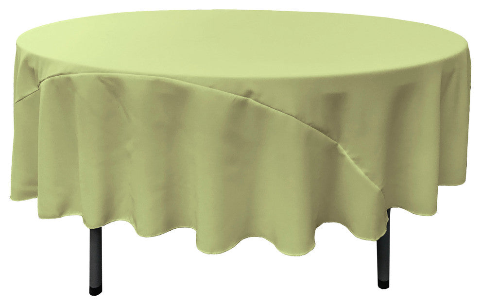LA Linen Round Polyester Poplin, Sage, 90" Round