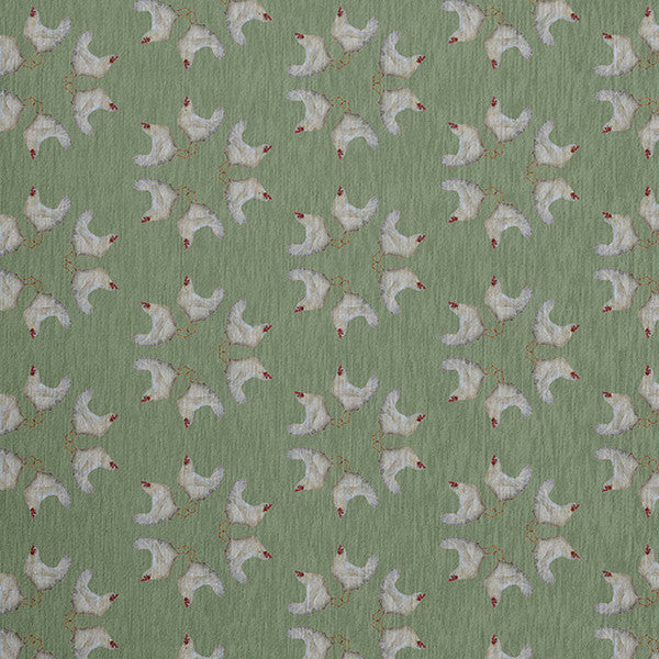 Chickens-go-round Easter Chenille Rug, Laurel Tree Green, 5'x7'