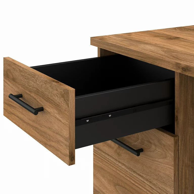 Transitional Desk, Large Design With Wire Management & 2 Drawers, Fresh Walnut