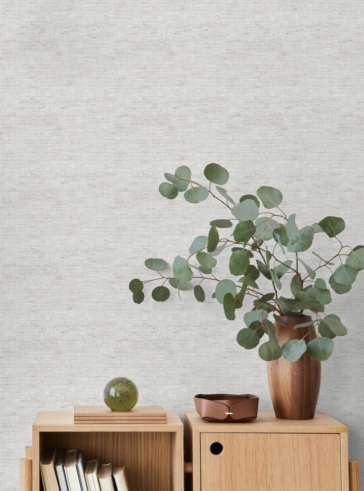 Canvas Look Peel and Stick Vinyl Wallpaper, Light Gray, 24"x108"